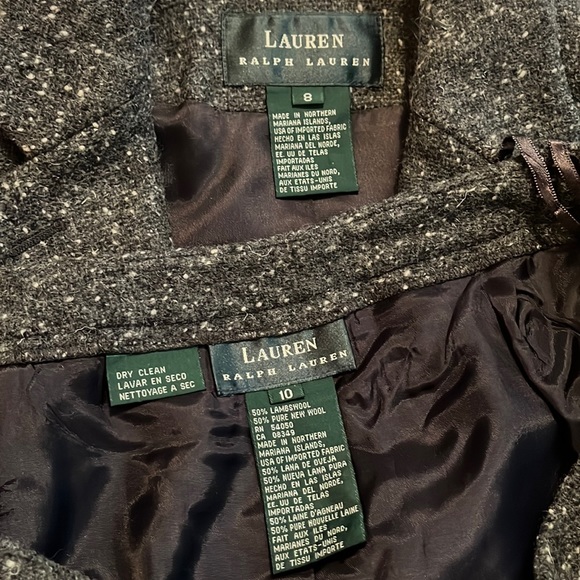 Vtg RALPH LAUREN Size 8 10 SkirtSuit Marled Gray Wool Preppy Classic Equestrian - Picture 13 of 16